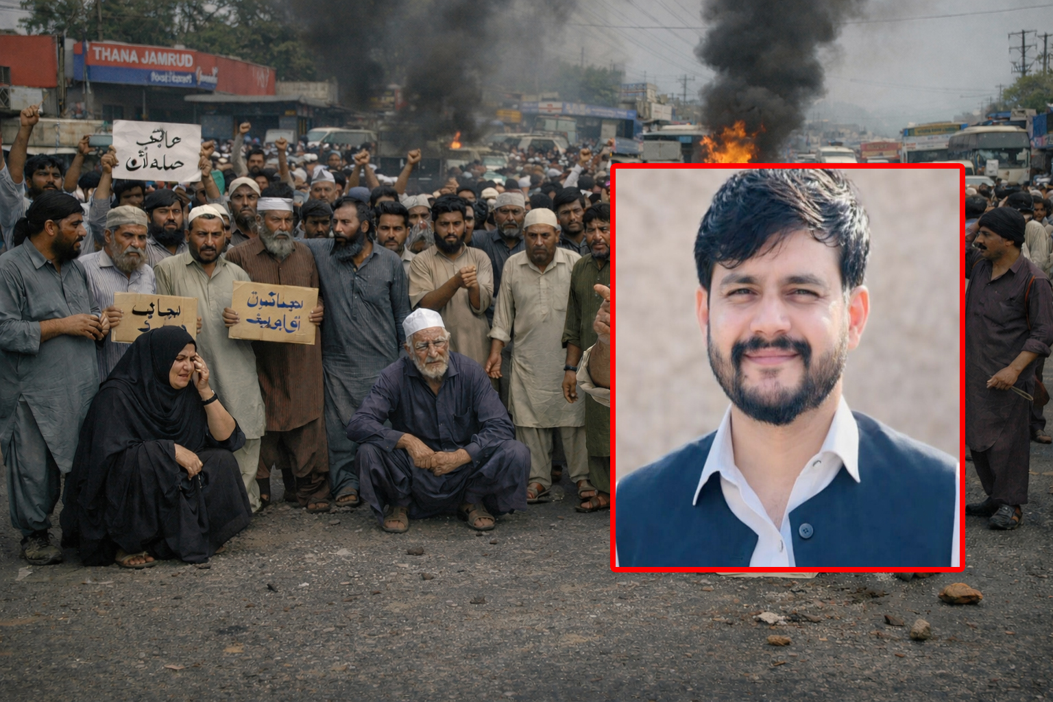 ضلع خیبر: جمرود میں نوجوان کے مبینہ ماورائے عدالت قتل کے خلاف لاش سڑک پر رکھ کر احتجاج