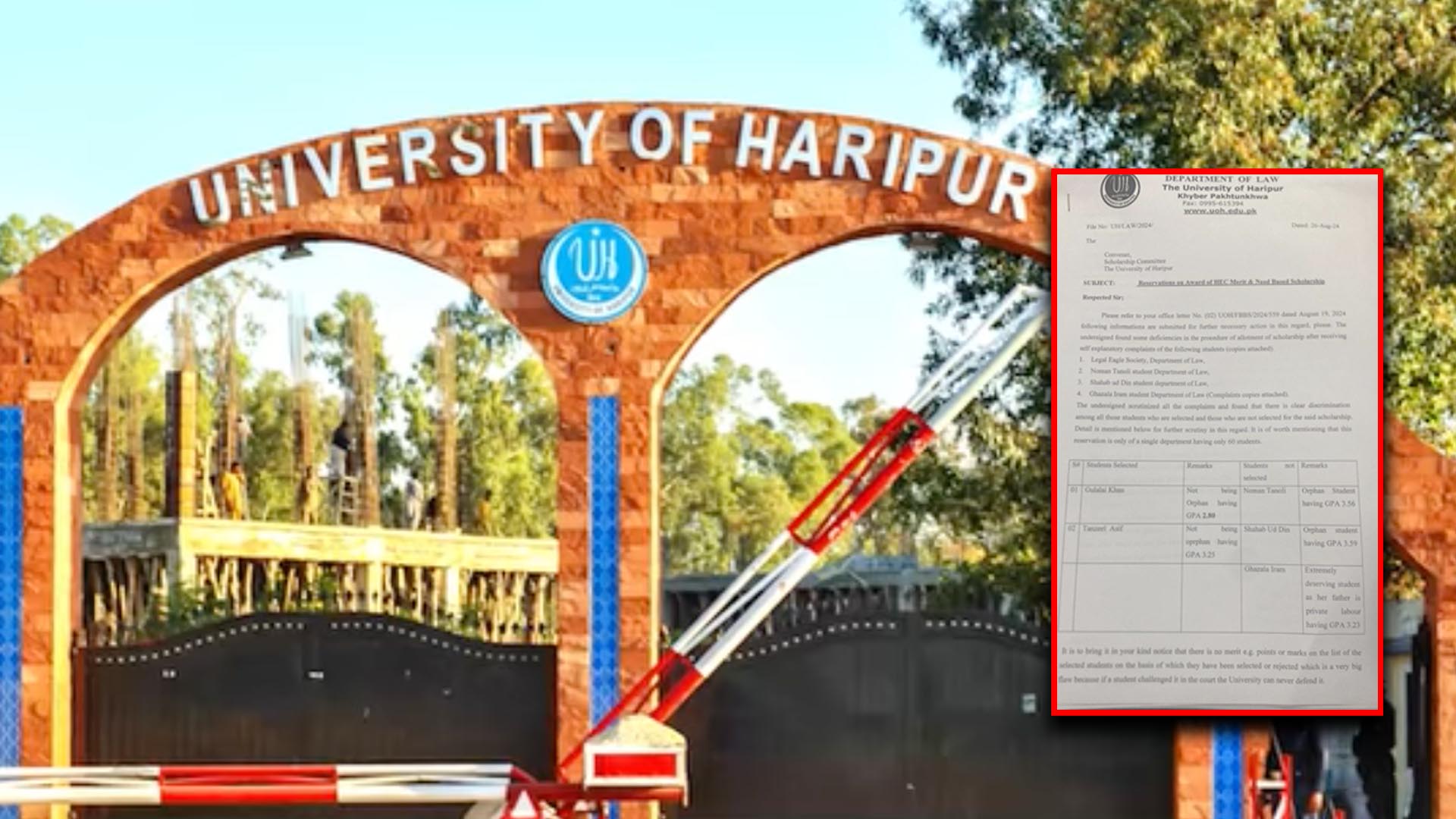 ہری پور یونیورسٹی میں نیڈ بیسڈ اسکالرشپس اسکینڈل، میرٹ نظر انداز ہونے کا انکشاف