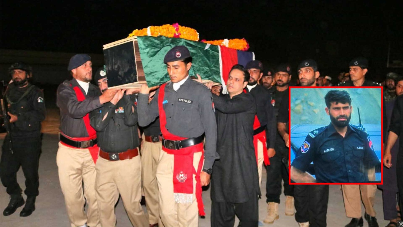 خیبر: منشیات اسمگلروں کی فائرنگ سے پولیس کانسٹیبل حضرت حسین شہید، سرکاری اعزاز کے ساتھ سپردِ خاک